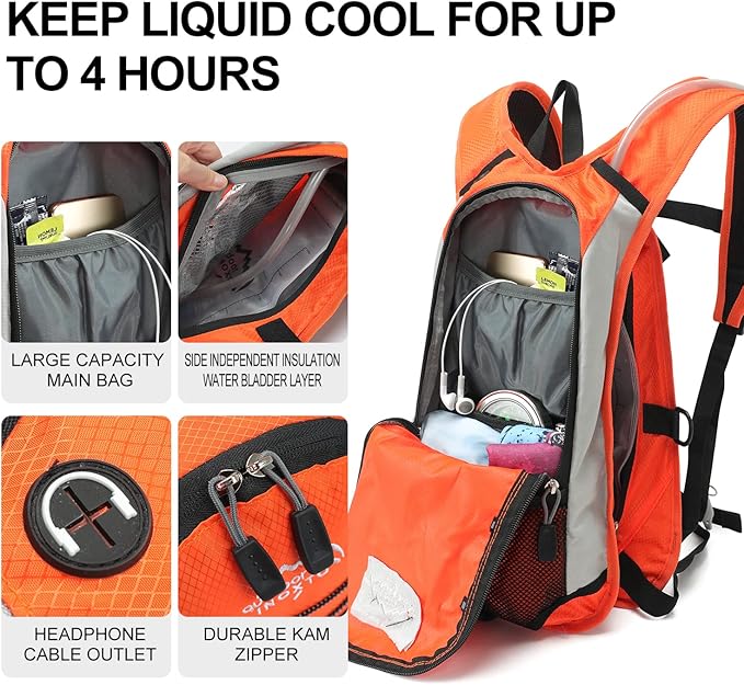 Hydration Pack Backpack, Lightweight Water Backpack with 2L Leakproof Hydration Bladder Daypack for Men Women,Running Hydration Vest for Outdoor Trail