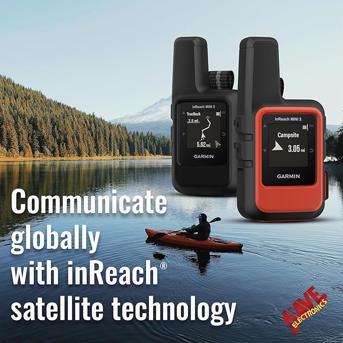 Garmin inReach Mini 2 Compact Satellite Communicator, Lightweight Rugged Design, Portable Handheld GPS for Hiking, Text Messaging Device Bundle with Accessories (Black)