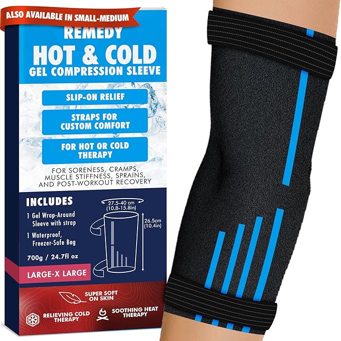 Perfect Remedy Freeze Sleeve - Hot & Cold Arm Ice Pack Wrap Compression - Tennis Elbow Cold Pack Compression for Support in Injuries - Ice Sleeve for Knee, Elbow (Large-X Large)