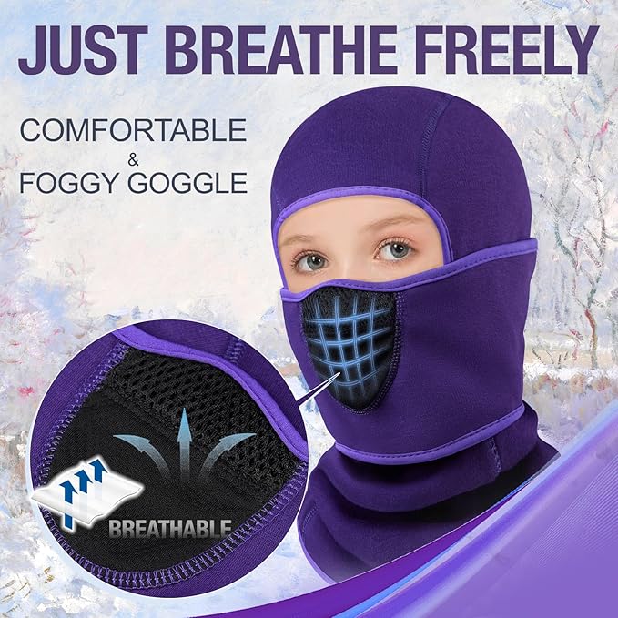 Kids Balaclava Windproof Ski Mask for Boy Girl (with Breathable Holes), Winter Hat Ski Mask for Cold Weather for Skiing