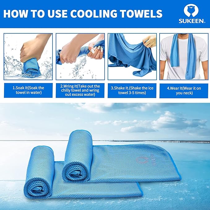 Sukeen Cooling Towel (40"x12") Bulk Ice Towel,Soft Breathable Chilly Towel,Microfiber Towel for Yoga,Sport,Running,Gym,Workout,Camping,Fitness,Workout & More Activities