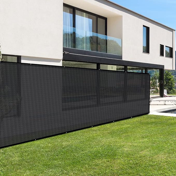 FEPITO Heavy-Duty Mesh Tarp 10ftx20ft Black Mesh Shade Net Cover for Patio, Fences, Garden, Dump Trucks