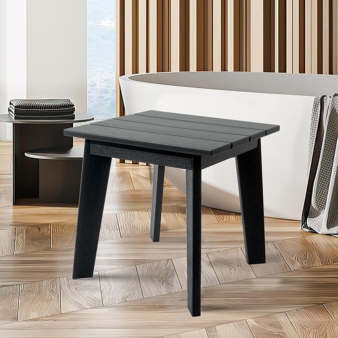 TORVA Outdoor Side Table, 17 x 18 x 18 Inch Patio Garden Coffee Table, Recyclable & Weather Resistant with High-Density PE Material(Black Color)