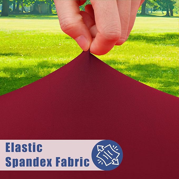 Spandex Picnic Table Cloth 2 Pack, Elastic Fitted Tablecloths for 6 Foot Rectangle Tables, Stretch Washable Patio Table Cover for Camping, Christmas & New Year Parties (Wine Red, 30"x72")