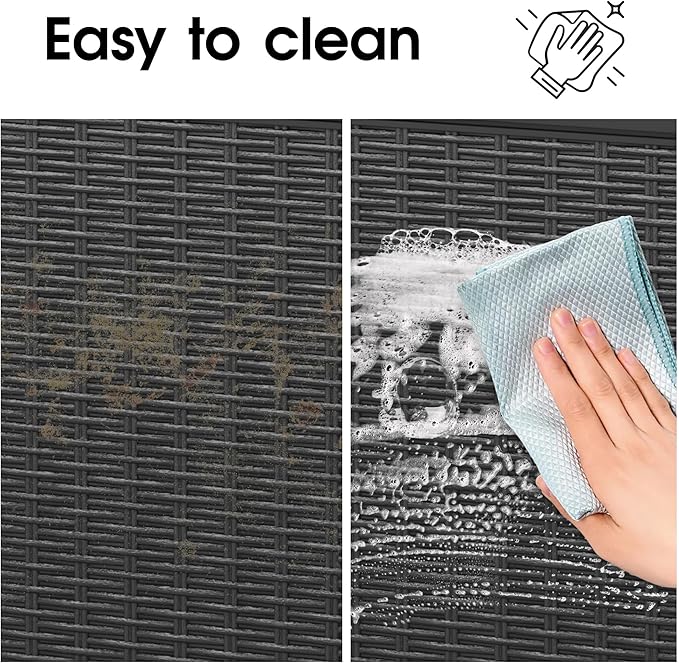 NUNU LAB 30 Gallon Waterproof Outdoor Storage Box, Lockable Resin Deck Box Bench for Patio Cushions, Garden Tools, Pool Accessories & Package Deliveries – Black