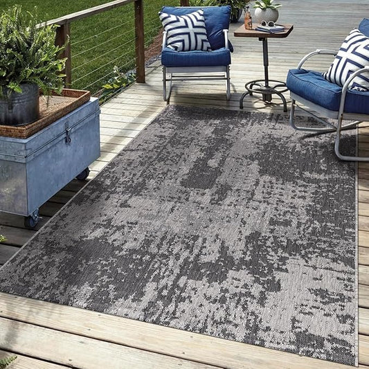 Keen Home Design Terrace Outdoor Area Rug - 4x6 Washable Indoor/Outdoor Rug for Patio, Kitchen, Balcony, Beach, Garden, Deck and Porch, Size: 3'10"x5'7"