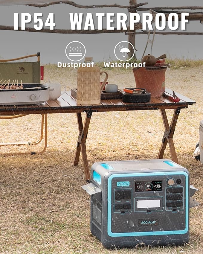 Portable Power Station with 200W Solar Panel, 2048Wh LiFePO4 Battery, Fully Charged in 2H, 2400W AC Outlets, Adjustable Input Power, Outdoor Generators for Camping, Home Use, Emergency or RV Travel