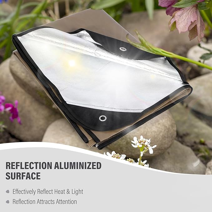 RedSwing Heavy Duty Survival Blanket, Waterproof Emergency Thermal Tarp, Multipurpose Reflective Insulated All Weather Blankets for Camping Hiking, Brown