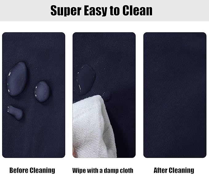 LUSHVIDA Round Waterproof Table Cover Elastic Vinyl Fitted Tablecloth Elastic Edged Plastic Table Cloth (Navy, Best for Up to 45"-56" Round)