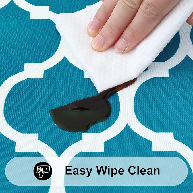 Smiry Rectangle Picnic Table Cover, Waterproof Elastic Fitted Camping Tablecloths for 6 Foot Tables, Wipeable Flannel Backed Vinyl Tablecloth Protector for Indoor, Outdoor (Turquoise, 36x72 Inches)