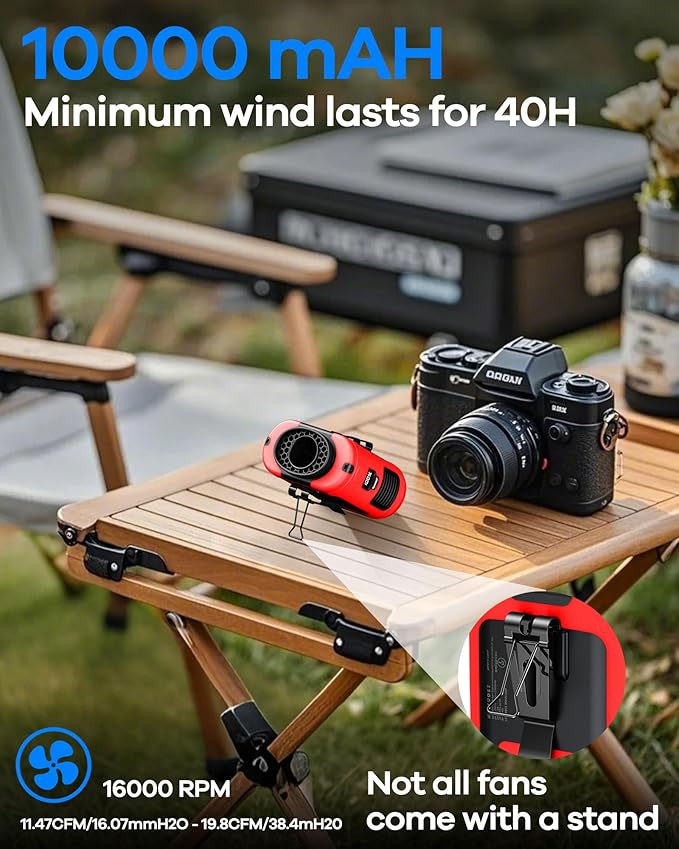 AI Portable Waist Fan Rechargeable 10000mah Belt Shirt Clip On Fan For Body Cooling That Blow Cold Air 5 Speeds Flashlight Up To 40H