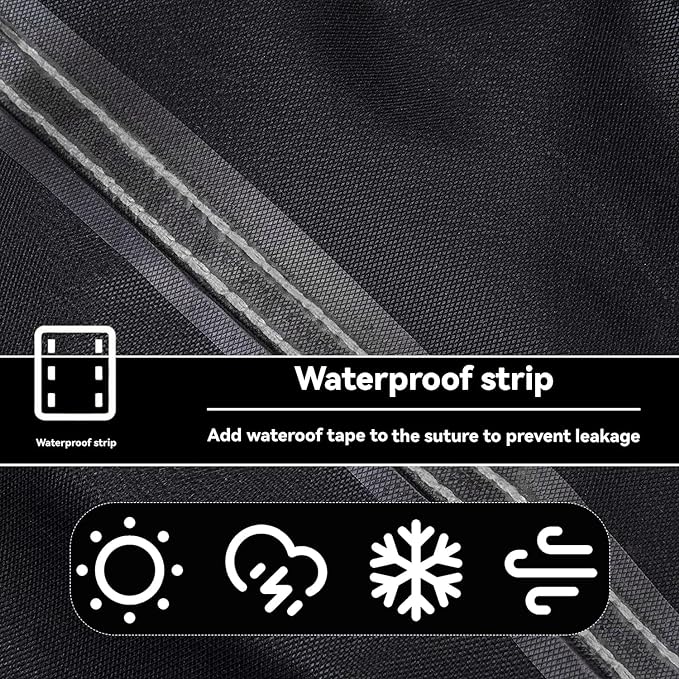 Outdoor Dining Table Cover - Heavy Duty Waterproof Cover for Patio Metal Steel Slat Table, Compatible 60" x 38" Black