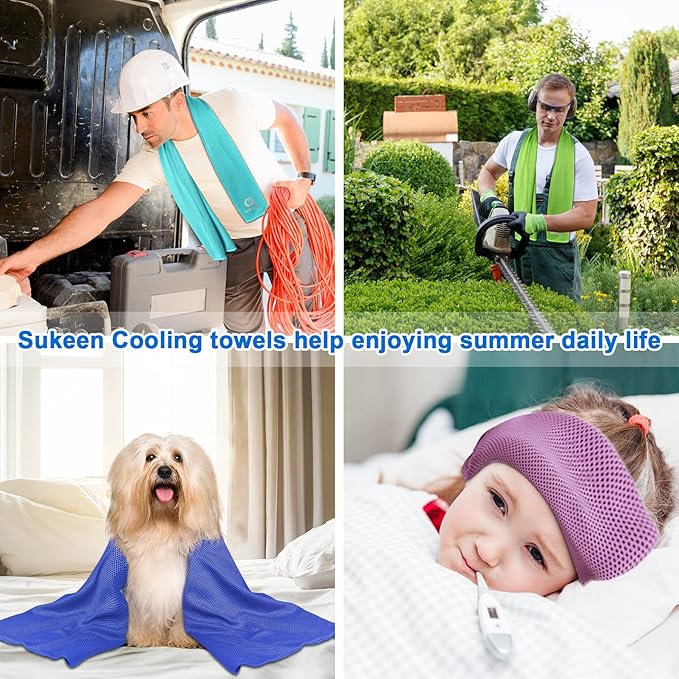 Sukeen Cooling Towel (40"x12"), Ice Towel Sets,Soft Breathable Chilly Towel,Microfiber Towel for Yoga,Sport,Running,Gym,Workout,Camping,Fitness,Workout & More Activities, 8 Pack