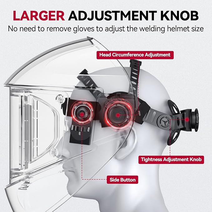 ARCCAPTAIN Auto Darkening Welding Helmet with Side View, 180° Panoramic View, 1/1/1/1 True Color Large Viewing Welding Hood with 4 Arc Sensor Solar Powered, Wide Shade 4/5-9/9-13 for TIG MIG ARC CUT
