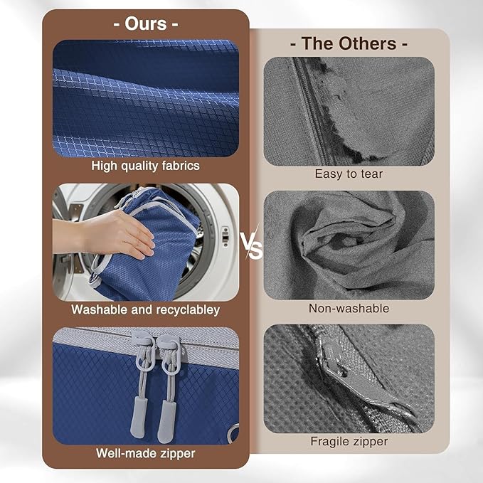 DIMJ Comforter Storage Bag - 110L Ultra Space Saving Self Compression Organize 6 Pack for Duvet, Pillow, Bedding, Blanket Storage Organizer Nylon Compression Bags