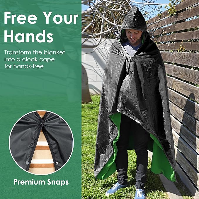 Catalonia Waterproof Stadium Blanket, Windproof Wearable Poncho for Football Sideline & Sports Events for Fans, Portable, Durable Outdoor Blanket for Camping & Tailgating