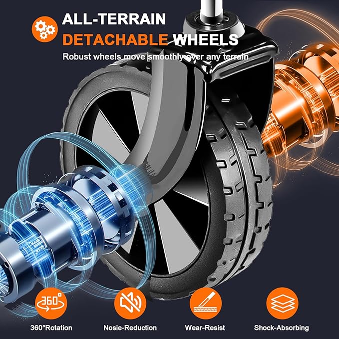 Collapsible Wagon with All Terrain Wheels, Large Grocery Cart On Wheels, 220LBS Utility Folding Wagon for Camping Shopping Beach Sports Fishing, Black