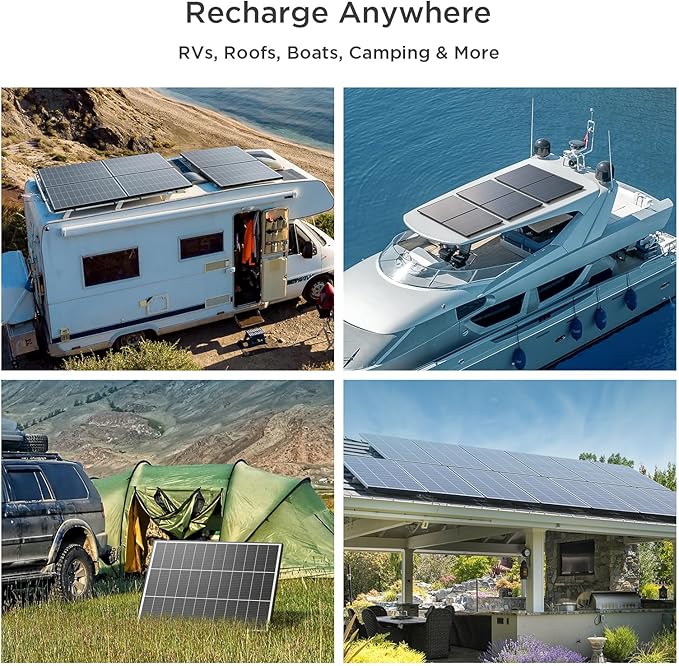 N-Type 16BB 400 Watt Solar Panel, 4Pcs Compact 12V 100W Solar Panel, 25% High Efficiency Monocrystalline PV Module, for Off-Grid, Rooftop, Farm,RV, Camper, Trailer, Marine(100w 4-Pack Panel)