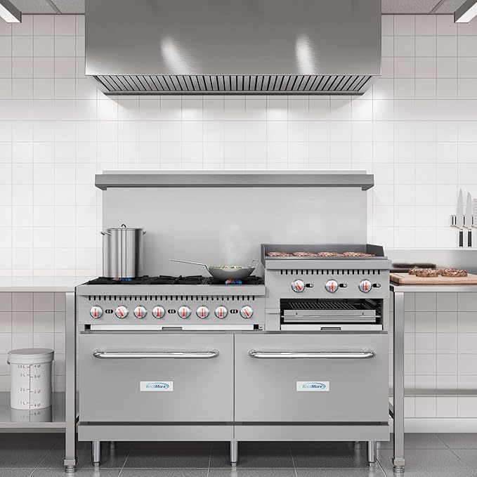 KoolMore KM-CRGB60-NG 60 in. 6 Burner Commercial Natural Gas Range with 24 in. Griddle and Broiler