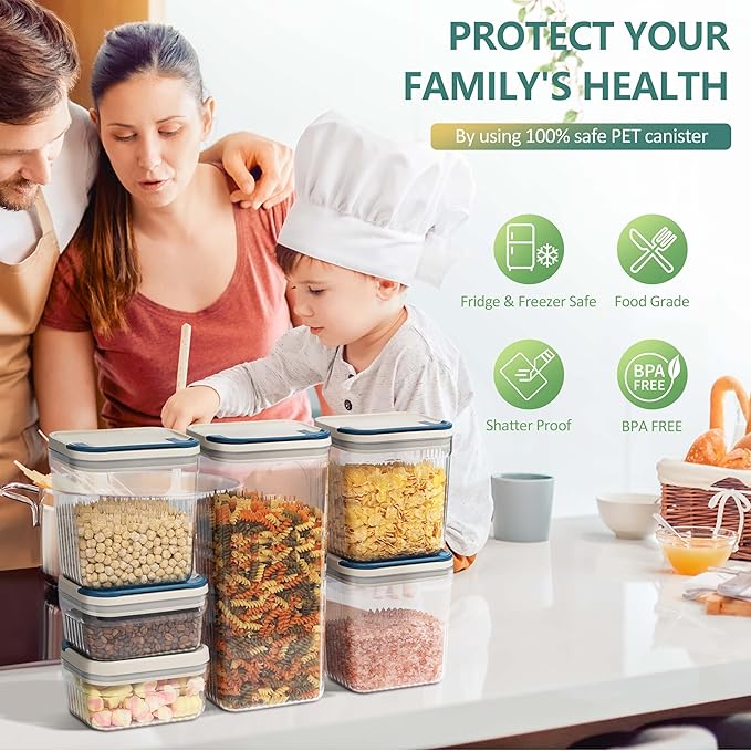 2 PACK 3.2L Food Storage Containers with Airtight Lids, 12" Tall Jar Food Container, BPA Free, Dry Food Storage for Pasta, Spaghetti, Cereal, Flour Pantry Organization, Cream