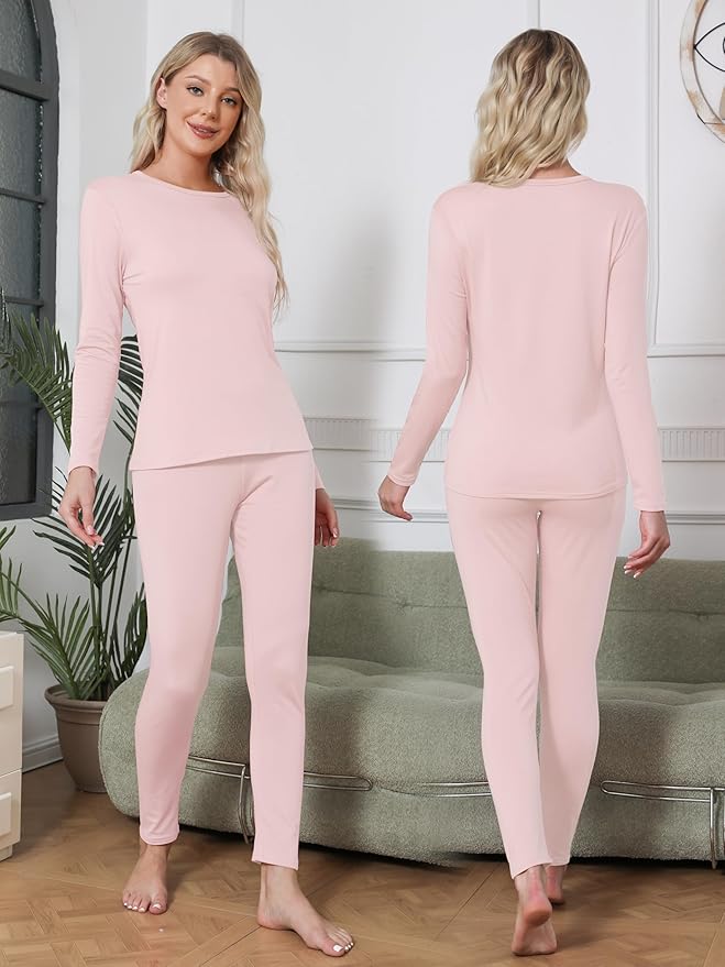 VZV Thermal Underwear for Women, Long Johns for Women Thermal Sets Fleece Lined Base Layer Top and Bottom Set