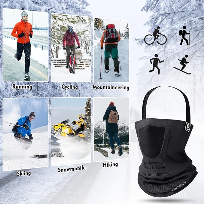 Winter Neck Warmer Gaiter Ski Face Mask, Breathable Fleece Balaclava Windproof Cold Weather Scarf