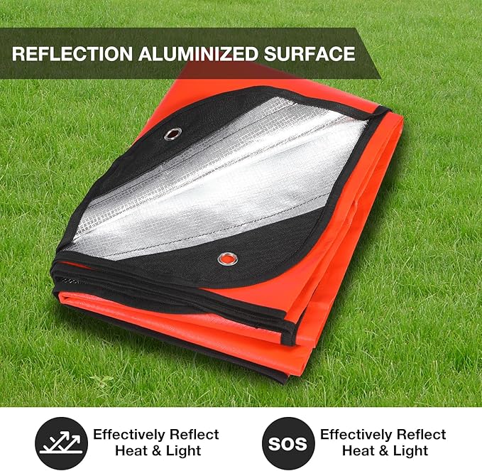 RedSwing 4 Pack Emergency Blankets, Waterproof Survival Thermal Tarp, Multipurpose Reflective Insulated All Weather Blankets for Camping Hiking, Orange