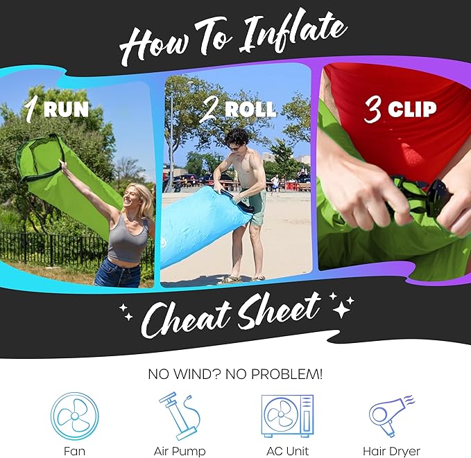 Nevlers 2 Pack Inflatable Loungers Air Sofa Couch | Perfect for Beach Chair Camping Chairs or Portable Hammock |Travel Bag Pouch, Pegs & 3 Pockets| Movie Seating & Camping Accessories Blow Up Lounger