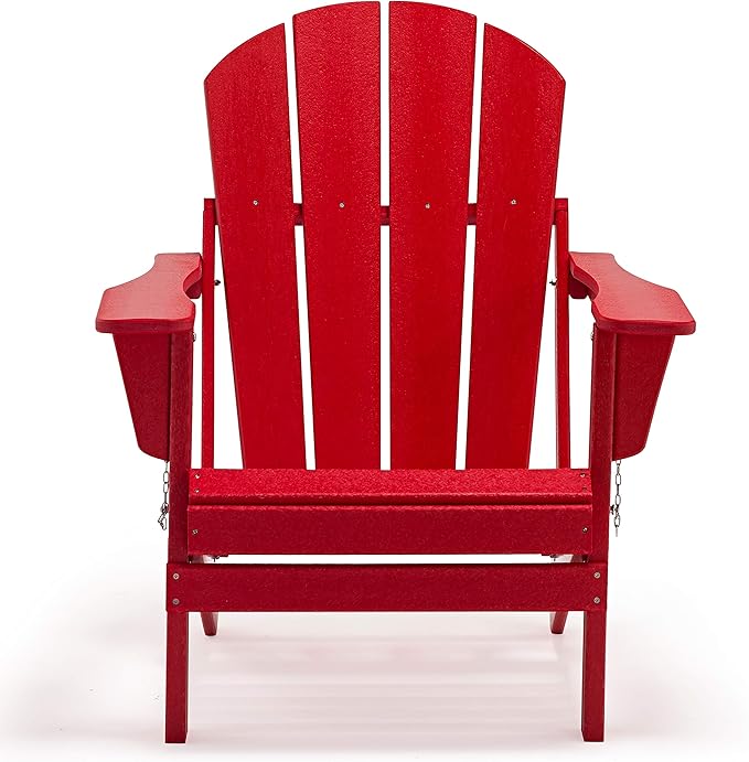 WestinTrends Malibu HDPE Outdoor Patio Folding Poly Adirondack Chair, Red