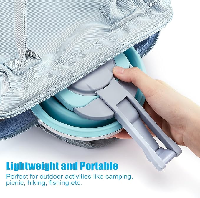 Portable Collapsible Camping Kettle, 1.5L/ 52OZ Foldable Silicon Coffee Pot for Outdoor Camping, Hiking, Traveling, with 1 Collapsible Bowl and 2 Collapsible Cups, Excellent Gift