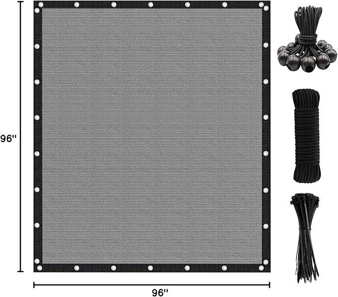 Artpuch 90% Sun Shade Cloth, 8 x 8 FT Pergola Shade Cover Canopy with Grommets, Sun Screen Fabric Tarp for Patio, Outdoor, Garden, Backyard, Light Grey