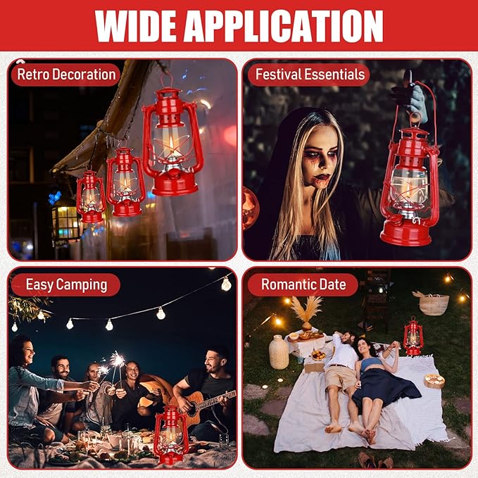 2 Pcs Hurricane Lantern 10 Inch Original Oil Burning Lantern Vintage Hanging Oil Lamp Outdoor Indoor Decorative Kerosene Fuel Lanterns for Camping Home Patio(Red)