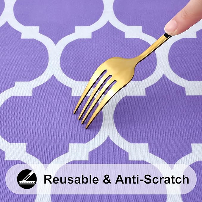 Smiry Rectangle Picnic Table Cover, Waterproof Elastic Fitted Camping Tablecloths for 5 Foot Tables, Wipeable Flannel Backed Vinyl Tablecloth Protector for Indoor, Outdoor (Lavender, 30x60 Inches)