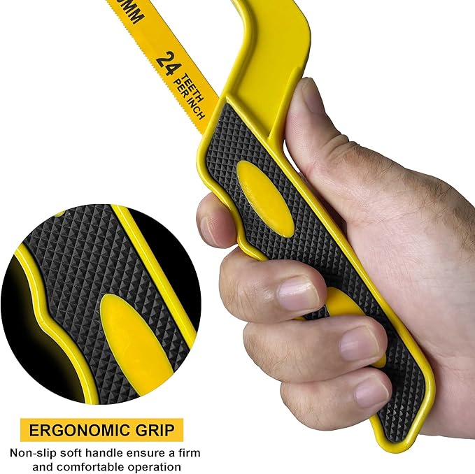 Mini Hacksaw for Metal Cutting – Compact Bimetal Blade Saw with Ergonomic Handle – Small Hack Saw for Steel, Copper, Aluminum & DIY Projects