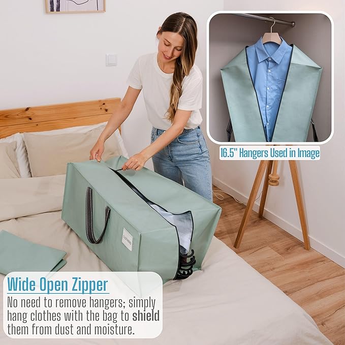 VENO 6 Pack Moving Bags w/Backpack Straps, Heavy Duty, Moving Boxes Alternative, Packing Supplies, Large Storage Totes for Dorm Room Essentials with Zipper for Clothes (Light Green Matte, 6 Pack)