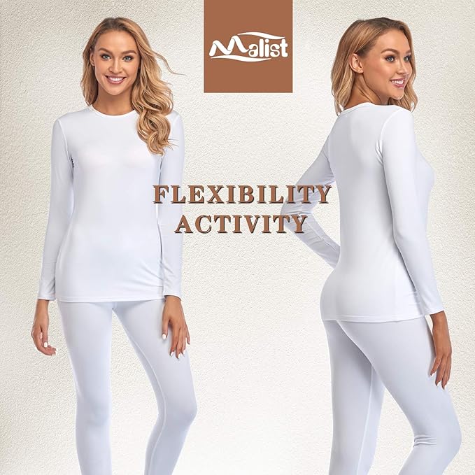 Malist Women's Thermal Underwear Ultra Soft Long Johns Top with Fleece Lined