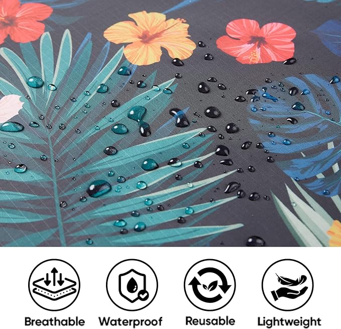 PTEROMY Hooded Rain Poncho for Adult with Pocket, Waterproof Lightweight Unisex Raincoat for Hiking Camping Emergency