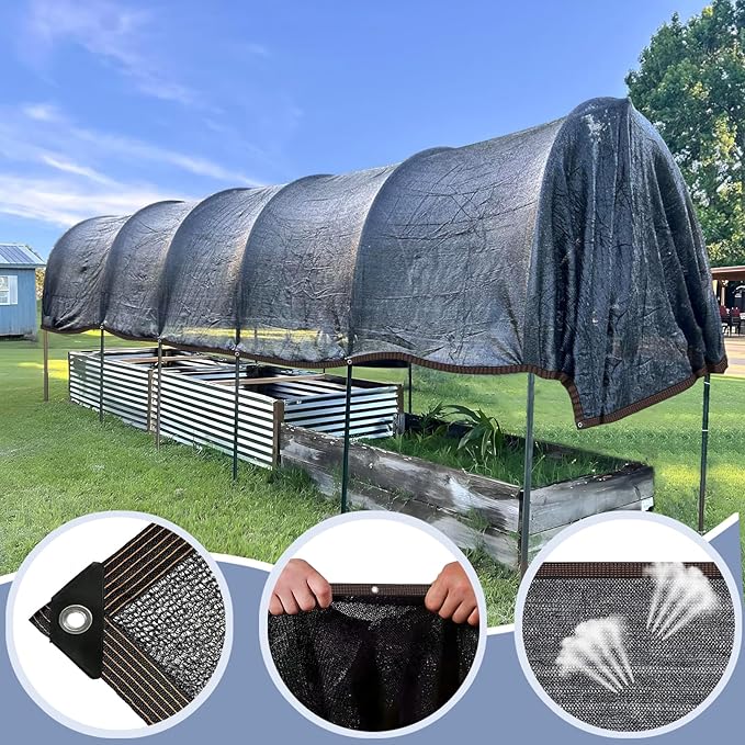 Shade Cloth - 70% Garden Shade Mesh Net with Grommets Outdoor Sun Shade Cover for Plant Pergola Patio Greenhouse Chicken Coop(6x8ft)