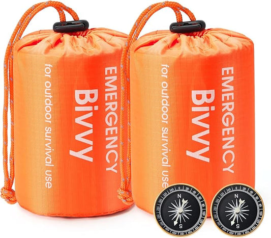 Esky Emergency Sleeping Bag, Portable Emergency Blanket Thermal Bivy Sack, Waterproof Lightweight Survival Gear with Compass for Camping Hiking Outdoor Adventure