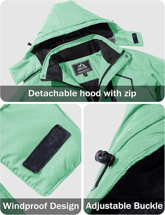 MAGCOMSEN Men's Winter Coats Water Resistant Ski Snow Jacket Warm Fleece Jacket Parka Raincoats With Multi-Pockets