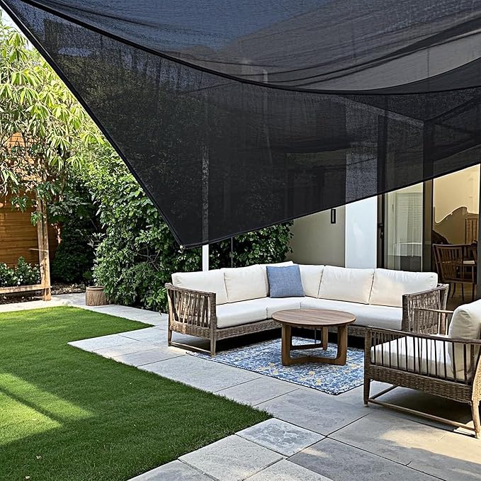 winemana Black Shade Cloth 40%, 6.6x20 FT Mesh Tarp - Garden Shade for Greenhouse, Patio, Vegetables, Plants Cover and Chicken Coops, Sun Shade Net for Outdoor Protection with Reinforced Grommets