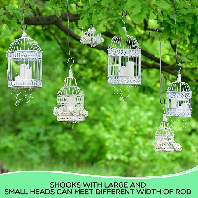 6 Pack 36 Inch Large S Hooks for Hanging Plants Black Metal Plant Hanger Long Outdoor Hanging Tree Hooks for Tree Branch, Bird Feeder, Basket, Lantern, Indoor Closet, Garden