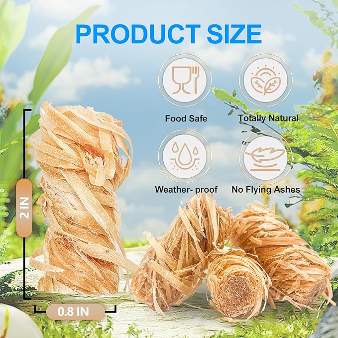 150 PCS Fire Starter for Fireplace, Waterproof - Natural Fire Starters, for BBQ, Pizza Oven, Fire-Pit, Campfires, Camping Charcoal Starter, Quick Light Wood Charcoal Firestarter