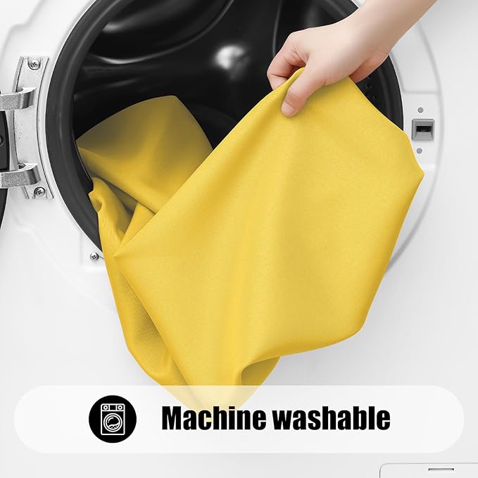 Smiry 2 Pack Rectangle Picnic Table Cloth, Waterproof Elastic Fitted Tablecloths, Washable Polyester Rectangular Patio Table Cover for Camping, Indoor and Outdoor (Yellow, 30"x48")