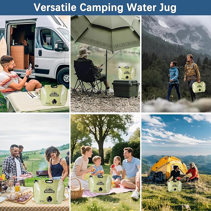 Camping Water Jug 2.1 Gallon Collapsible Water Container Portable Water Bag for Travel Outdoor Hiking BPA Free Lightweight (Beige (2.1Gal), 1)