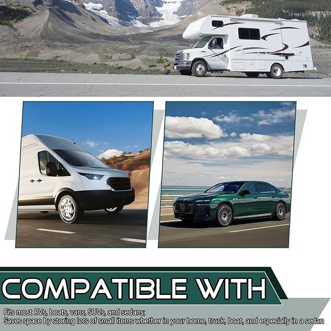 JINGKE 2 Pcs Small Cargo Net Pocket Elastic Mesh Netting Car Mesh Pouch with Screws and Hooks for Trunk RV Boats Home Cargo Storage (25.6'' x 9.8'')