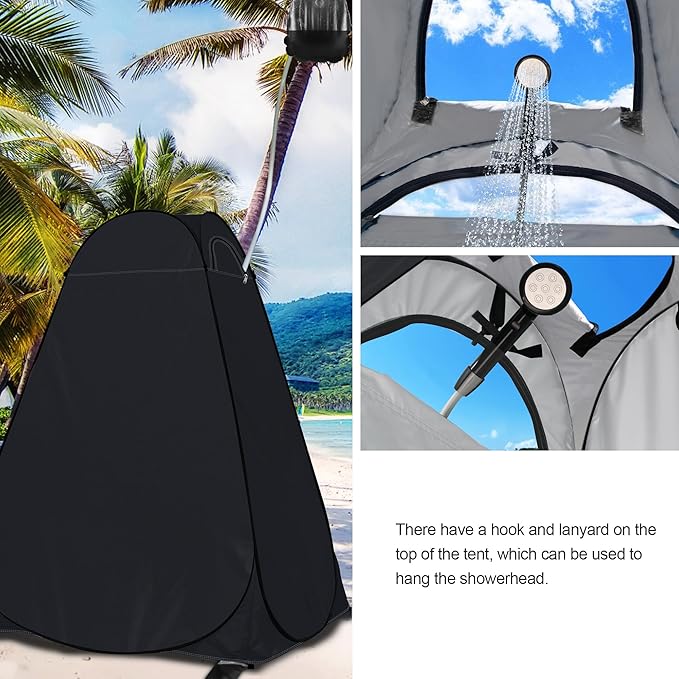 anngrowy Shower Privacy Tent, 7FT Extra Large Pop Up Toilet Tent, Portable Outdoor Bathroom Shower Enclosure, Privacy Shelter for Changing Camping Hiking Beach Dressing, Fishing, UPF50+