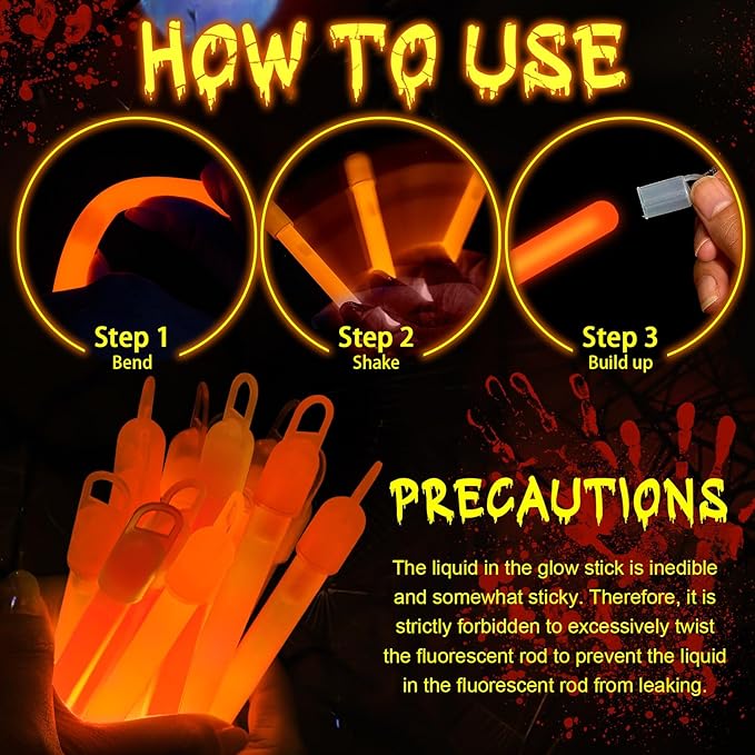 Lewtemi 4" or 6" 100 Pack Bright Glow Sticks Bulk, Glow in The Dark Party Supplies Birthday and Holidays Party Favors