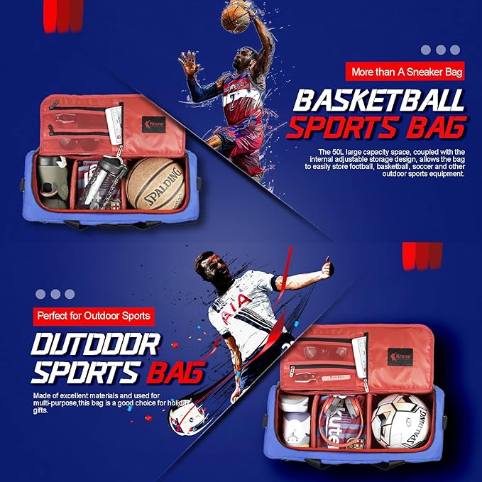 Sneaker Bag for Travel/Sneakerhead gift/Outdoor Sports Bag/Gym Bag /, A Multi-functional Travel Duffel Bag with 3 Adjustable Dividers, & Shoulder Strap,Made of Nylon, by Krone Kalpasmos-classic