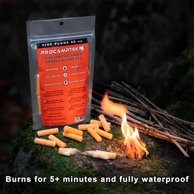 Fire Plugs 100% Waterproof Fire Starter for Emergencies, Survival, Campfire, Fire Pits, Grills | Burns 5+ Minutes, All Natural, Non-Toxic